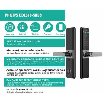 KHÓA CỬA THÔNG MINH PHILIPS DDL610-5HBS