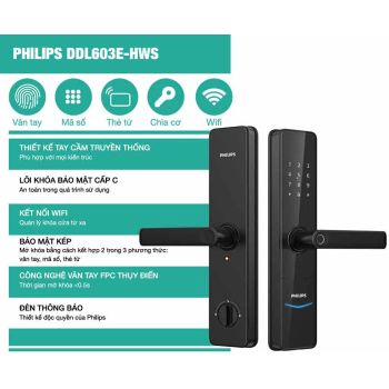 KHÓA CỬA THÔNG MINH PHILIPS DDL603E-HWS CAO CẤP