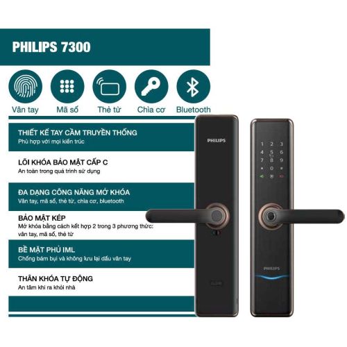 KHÓA CỬA VÂN TAY PHILIPS 7300